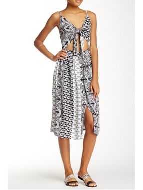 Reverse Tie-Front Midi Dress with Cutout Free People Anthropologie Farm Rio